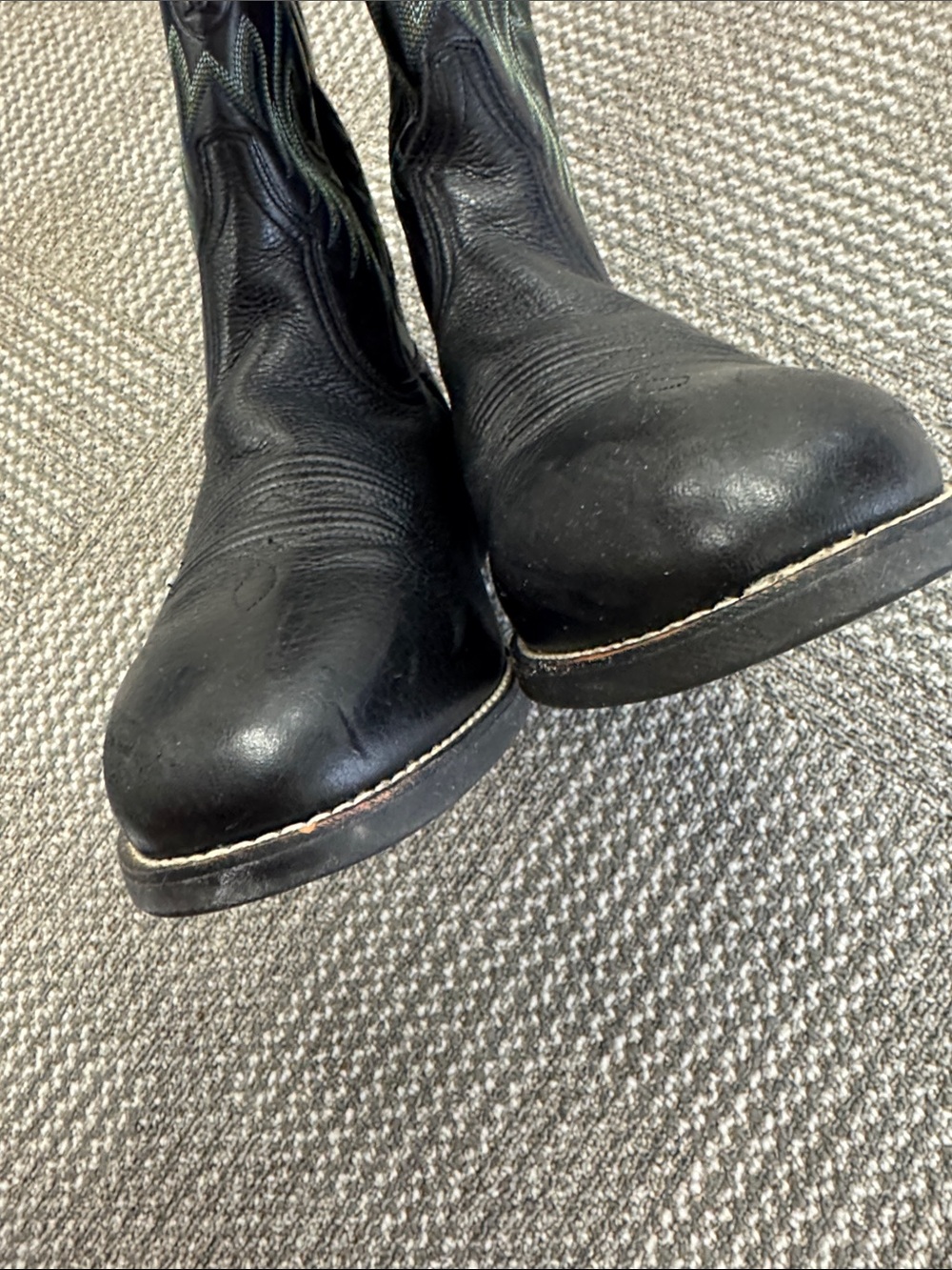 Ariat Men's Heritage Stockman Boots in Black Leather with Green Stitching, sz 11 - Picture 10 of 14